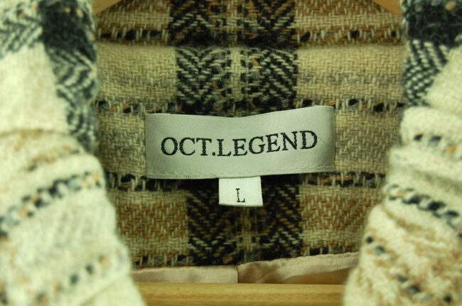Label Cream Check Winter Coat