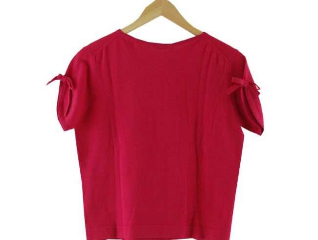 Back Wool Short Sleeve Pink 70s Top
