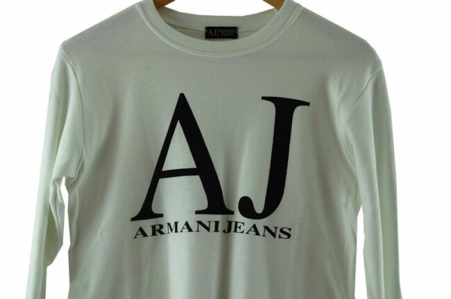 Front Close Up Armani Jeans White T Shirt Womens