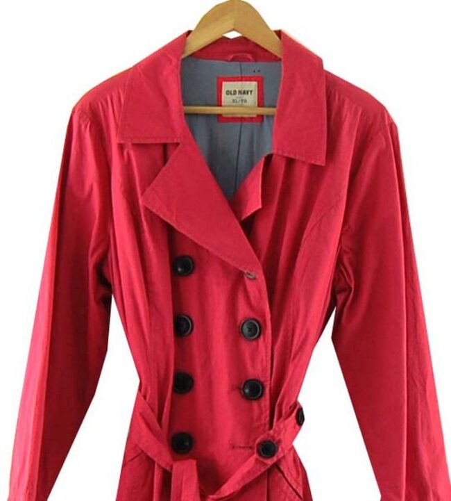 Front Close Up Old Navy Pink Trench Coat