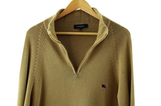 Front Close Up Burberry Half Zip Sweater