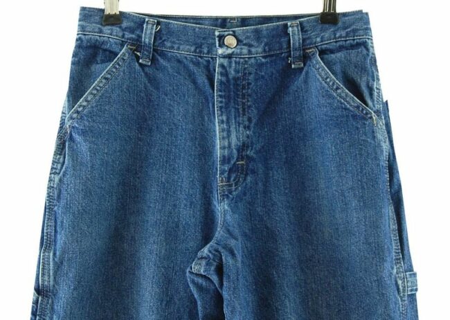 Front Close Up Wrangler Blue Carpenter Denim Jeans