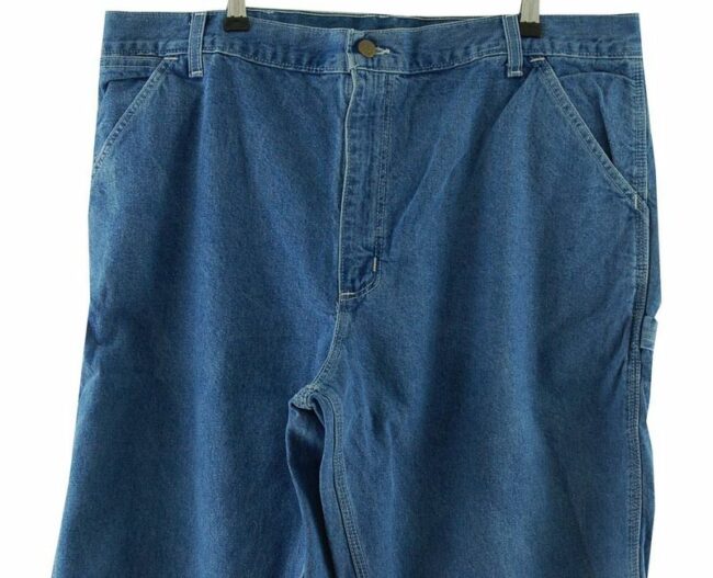 Front Close Up Blue Carhartt Denim Carpenter Jeans