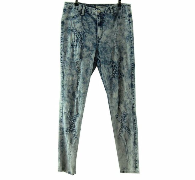 Front Blue Acid High Waisted Skinny Jeans
