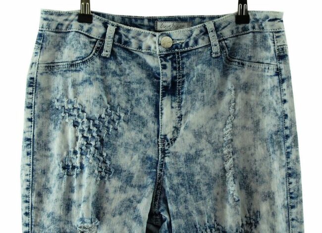 Front Close Up Blue Acid High Waisted Skinny Jeans