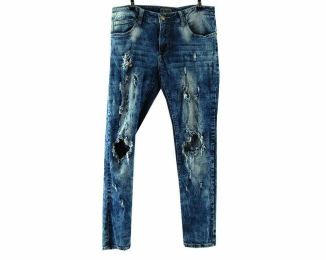 Front CJ Black Blue Acid High Waisted Jeans
