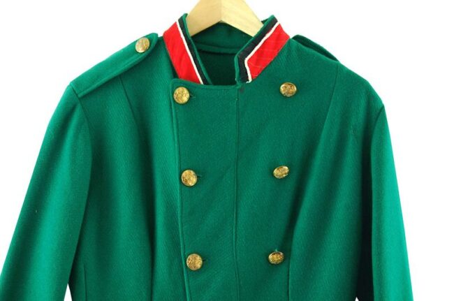 Front Close Up Green Military Tunic Jacket