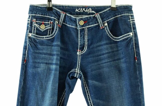 Front Close Up Kina Capri Blue Jeans