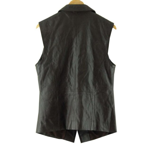 Back Dark Brown Leather Waistcoat Womens