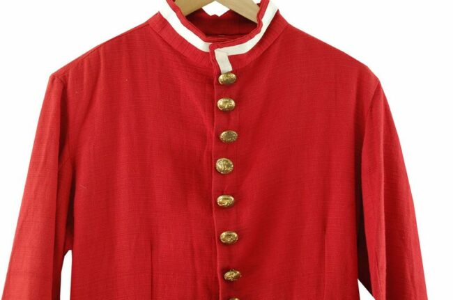 Front Close Up Red Military Tunic Style Jacket