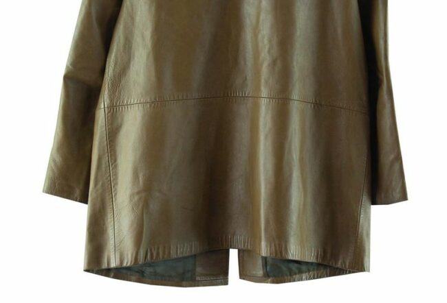 Back Bottom Close Up 60s Brown Leather Jacket Womens