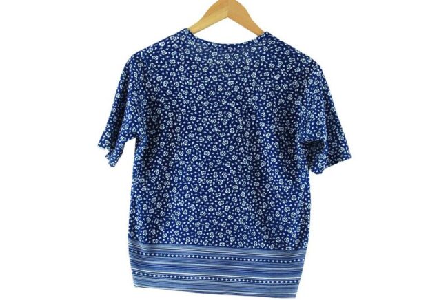 Back Montagut Blue Short Sleeve 70s Floral Top