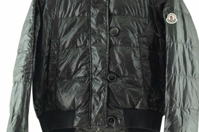 Front Bottom Close Up Black Moncler Puffa Jacket