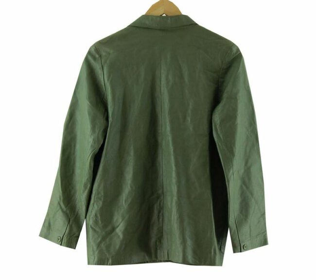 Back 60s Olive Green Leather Jacket Womens