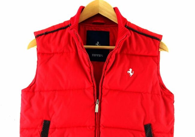 Front Close Up Ferrari Real Down Red Puffa Vest