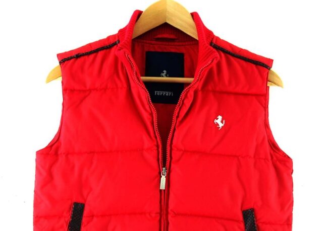 Front Close Up Ferrari Real Down Red Puffa Vest