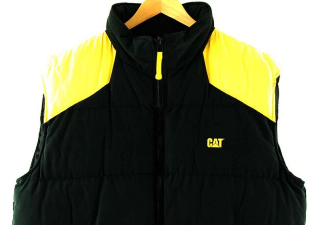 Front Close Up CAT Black Puffa Vest