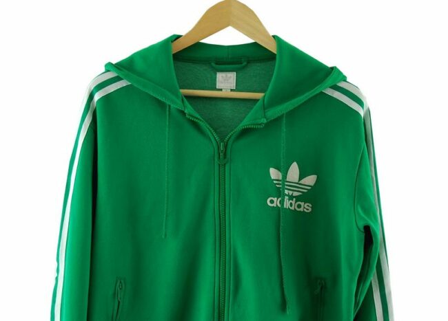 Top Close Up Medium Green Adidas Tracksuit Jacket