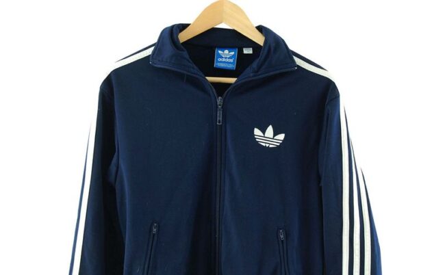 Top Close Up Navy Blue Adidas Tracksuit Jacket