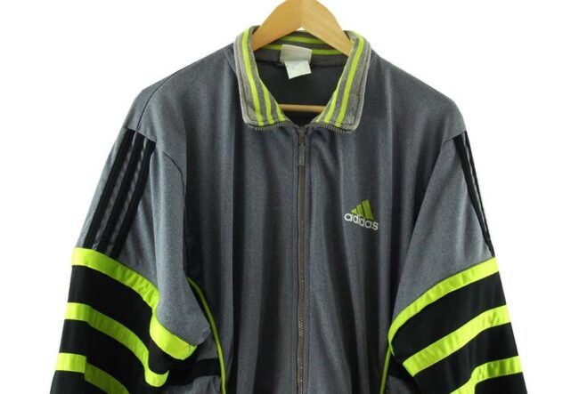 Front Close Up Grey Adidas Tracksuit Jacket