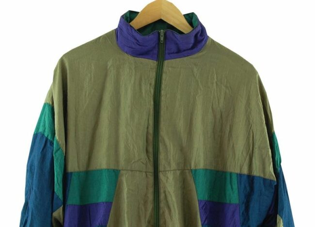 Front Top Close Up Multicoloured Block Tracksuit Jacket