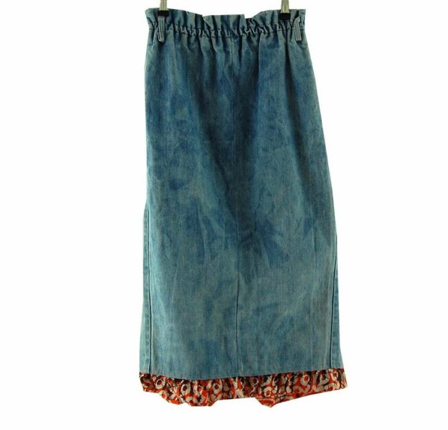 Front Lower Calf Length Denim Skirt