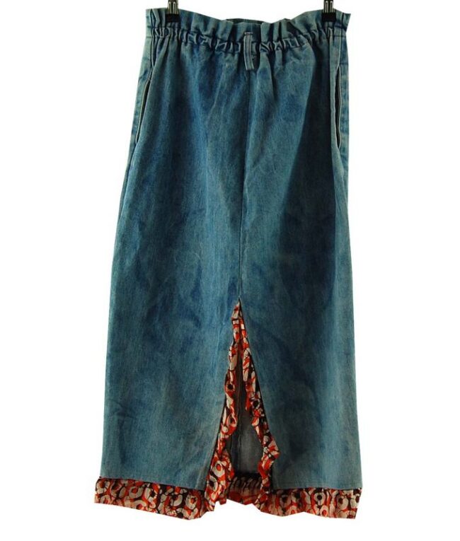 Back Lower Calf Length Denim Skirt