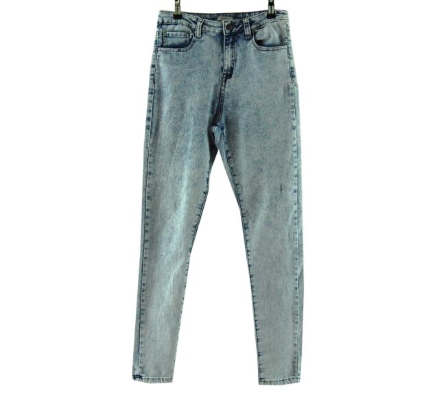 Front Acid Wash High Waisted Jeans