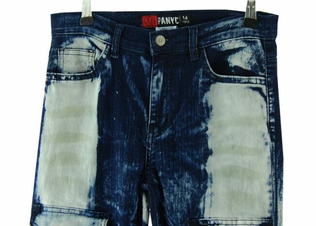 Front Close Up Acid Wash High Waisted Skinny Jeans