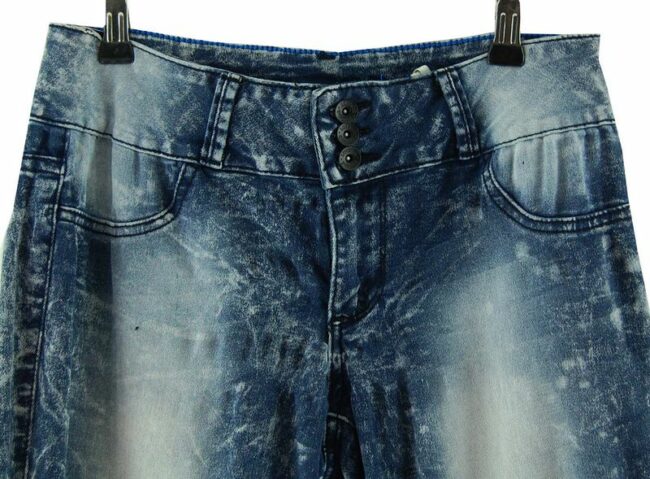 Front Close Up Super Skinny Blue Acid Wash Jeans