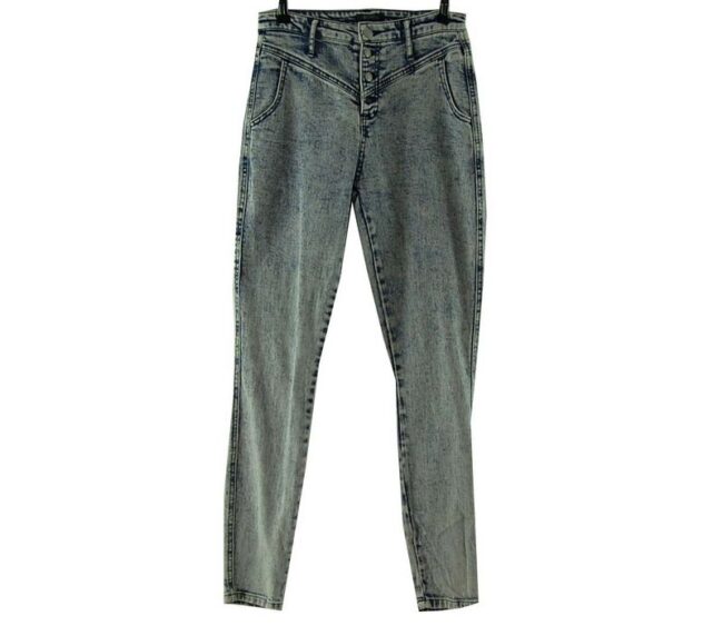 Front Blue Acid Wash High Waisted Jeans