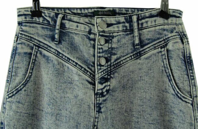 Front Close Up Blue Acid Wash High Waisted Jeans