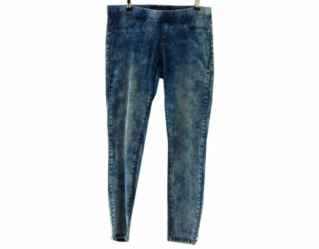 Front Acid Wash Skinny Blue Jeans