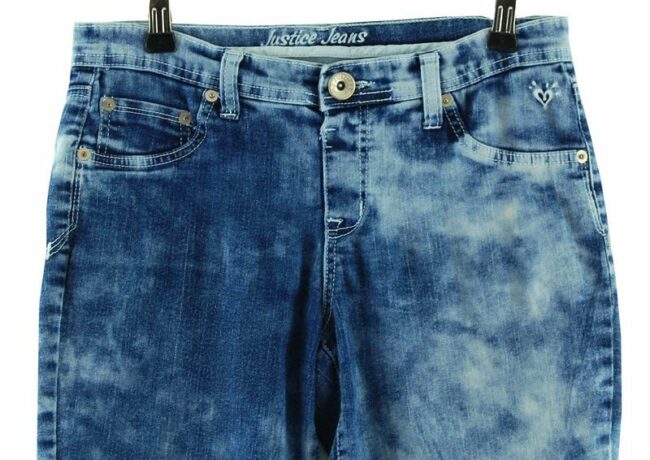 Front Close Up Knee Length Blue Justice Jeans