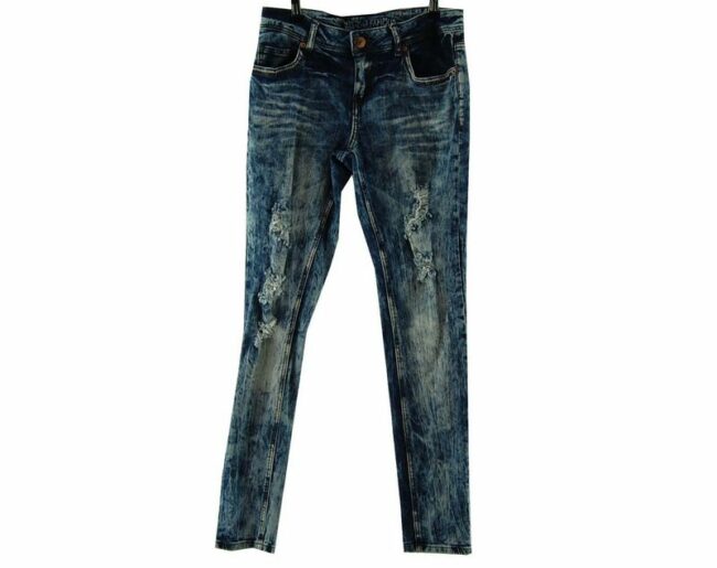 Front Blue Acid Washed Jeans