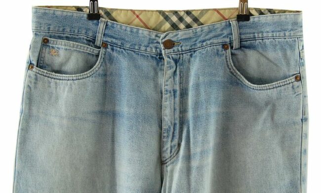 Front Close Up Burberry Mens High Waisted Jeans