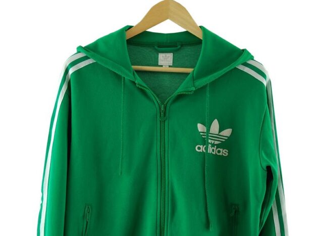 Top Close Up Medium Green Adidas Tracksuit Jacket