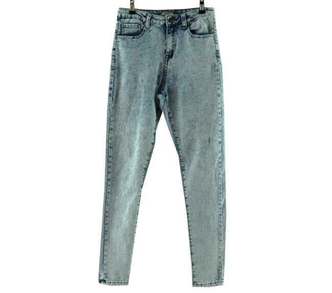 Front Acid Wash High Waisted Jeans