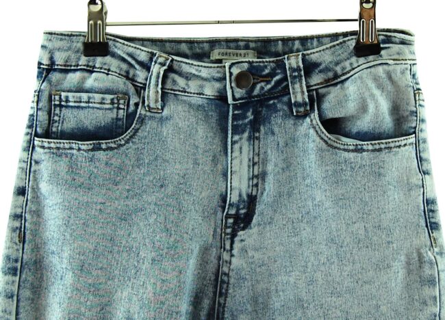 Front Close Up Acid Wash High Waisted Jeans