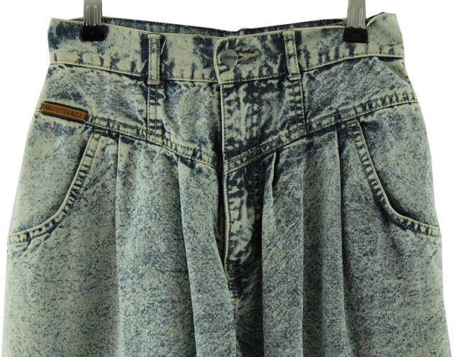 Front Close Up Gitano Acid Wash High Waisted Jeans