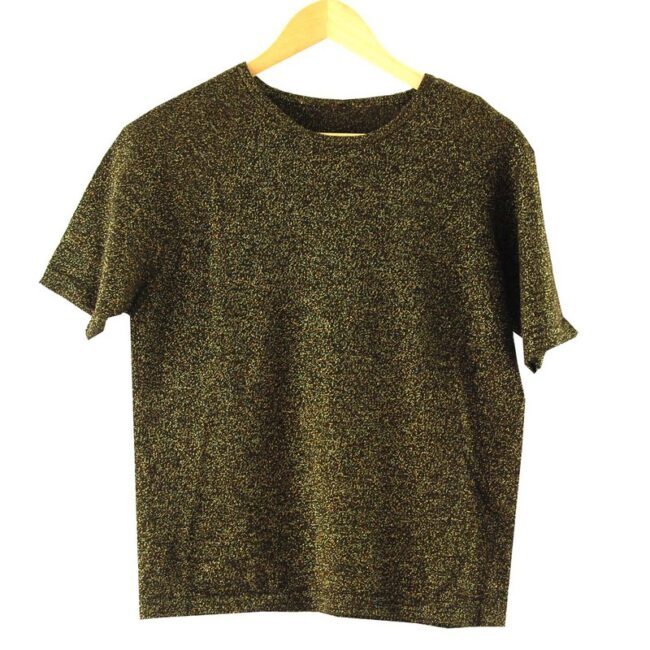 Dark Brown Ladies Gold Lurex Top