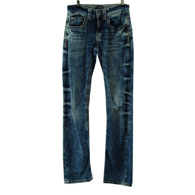Front profile of Buckle Black Acid Wash High Waisted Jeans