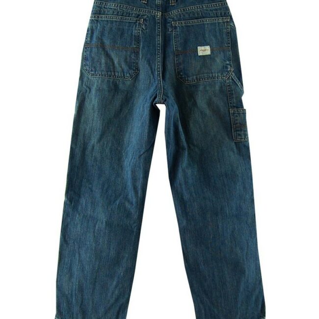 Full length back of Eddie Bauer Carpenter Denim Jeans