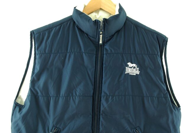 Front close up of Lonsdale Navy Blue Puffa Vest
