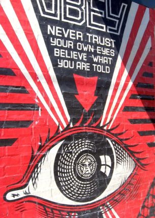 Obey mural in the style of Shepard Fairy. Image copyright free via Flickr.