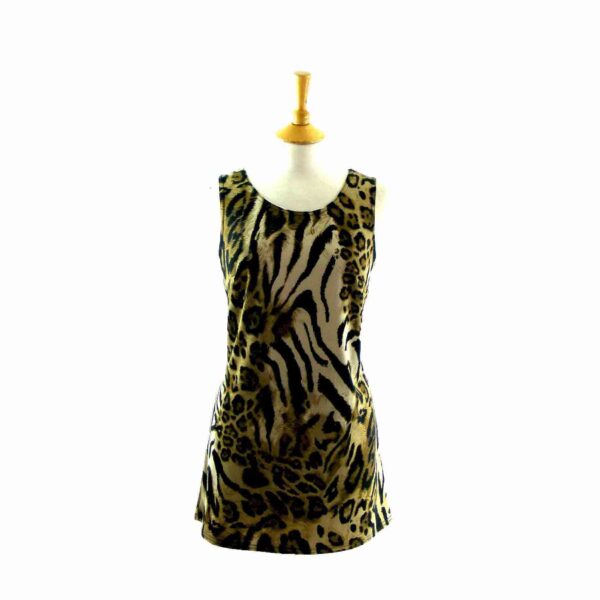 Womens 1990s Vintage Clothing - 90s animal print mini dress