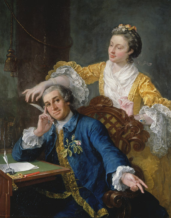 Fashion exhibition Buckingham Palace. William Hogarth, David Garrick with his wife Eva-Maria Veigel, c.1757–64. Fashion exhibition Buckingham Palace. William Hogarth, David Garrick with his wife Eva-Maria Veigel, c.1757–64.