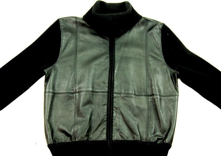 80s Black Leather Bomber Jacket Women