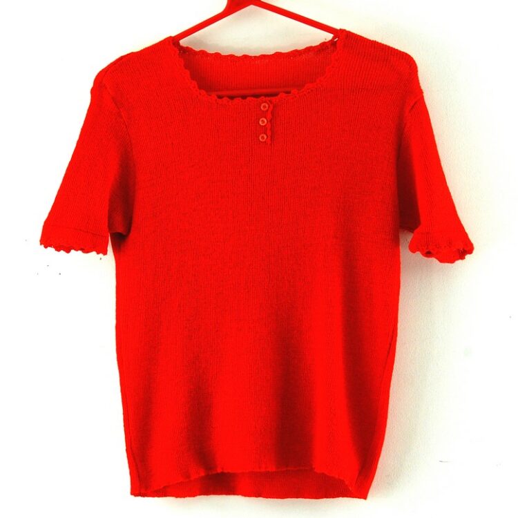 Bright Red 70s Top Womens