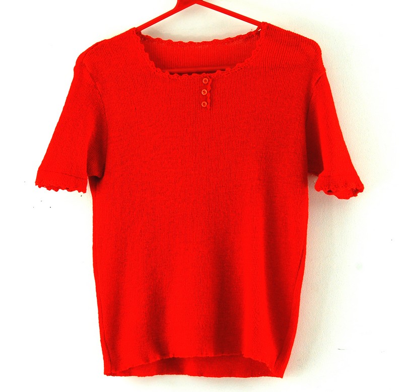 Bright Red 70s Top Womens